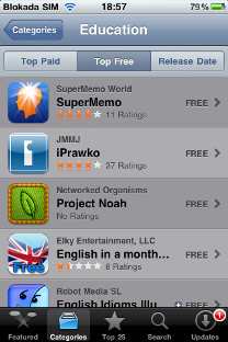 SuperMemo for iPhone at the top of educational freeware