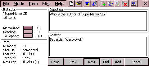 SuperMemo for Windows CE